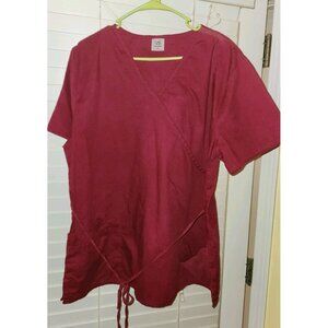 burgundy  Scrub Top Womens 2X w/sun defect